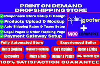 design woocommerce dropshipping pod store with gooten, apliiq