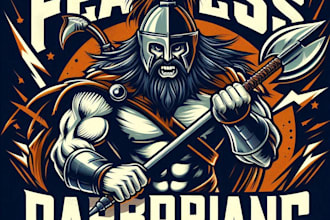 design high quality fearless barbarian sport mascot logo t shirt design