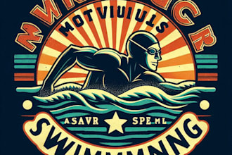 design high quality vintage marvelous swimming logo t shirt design