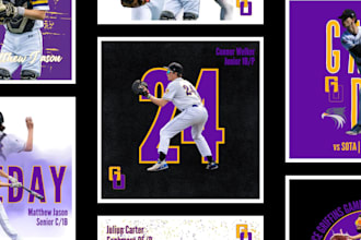 make gameday sports social media posts, posters, flyers