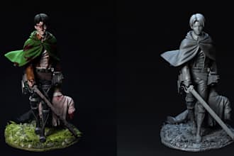 do figurine design,game ready characters,tabletop 3d print,anime 3d warrior,stl