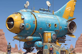 make spaceship concept art or starship or sci fi vehicle