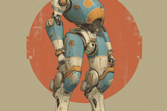 make a mecha robot art and illustration