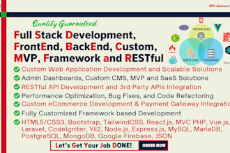 do custom website development, full stack development, rest, database