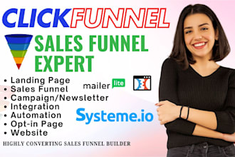 design systeme io funnel, systeme io website, landing page and automation