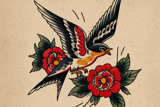 make traditional old school tattoo design