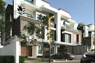 create realistic facade exterior for residential, commercial exterior, hq render