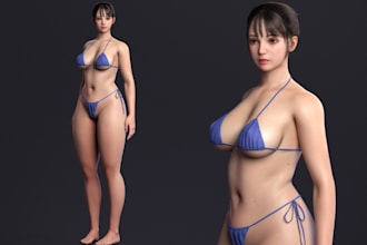 model curvy female game character,nsfw,zbrush sculptor, unity ue5 rigging,assets