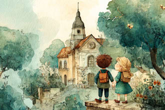 draw digital watercolor children book illustration