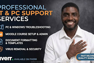 fix windows PC issues, setup moodle courses, and format documents