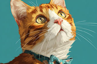 draw a cartoon portrait of your cute pet cat