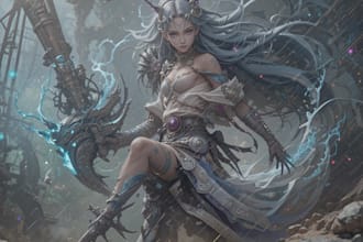 create high quality 2d character art, fantasy art, sci