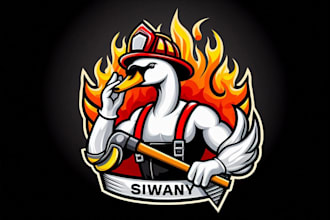 design eye catchy swan firefighter mascot logo in 12 hours