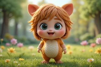 design 3d cute character, mascot, animal cartoon character