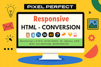 convert figma to html, xd to html, psd to html responsive design