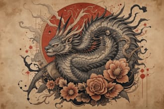 design professional japanese, asian style tattoo design