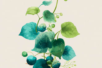 paint watercolor botanical illustration of flowers and girls