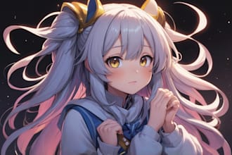 draw in anime moe style from cartoon, comic, ori chara, game