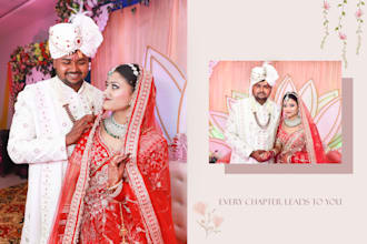 create a premium wedding album design and photobook