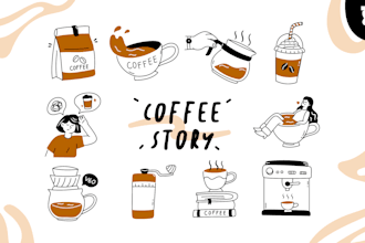 draw doodle illustrations for website, ui, and icons