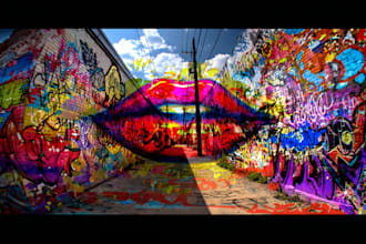 illustrate amazing custom graffiti, wall arts or murals