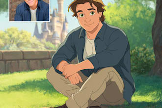 make a disney children cartoon illustration