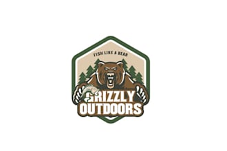 design motivation outdoor logo with the power of a grizzly