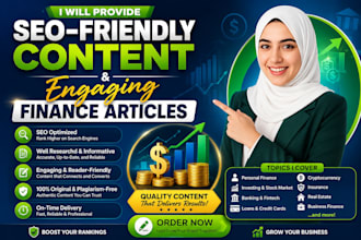 provide SEO friendly content and engaging finance articles