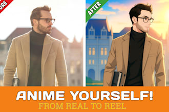 create a unique anime or 3d cartoon style portrait