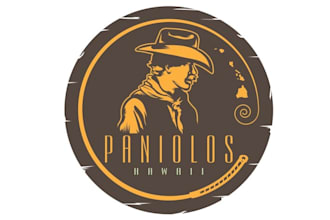 design amazing paniolos hawaiian cowboy grill logo