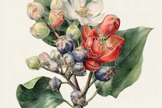 make botanical illustration of plant, flower illustration