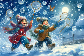 draw custom children story book illustration