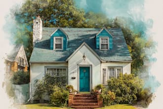 paint watercolor house portrait