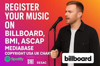 register your music on billboard bmi ascap  mediabase copyright USA UK chart
