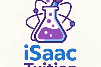 design a modern science logo in purple and blue colors