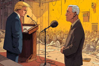 make stylized political caricature illustration cartoons