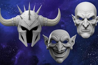 3d print and paint your 3d cosplay armor, halloween mask,  oni mask, 3d helmet