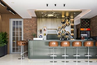 modern sports bar counter, restaurant,cafe eatery,qsrs,pizzeria rendering,bakery