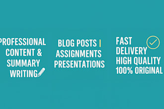 write high quality content writing summary, assignment etc
