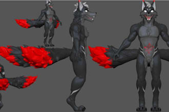 3d vrchat character anime,game fursona figure, vtuber orc,animation furry avatar