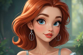 make you a beautiful portrait in disney cartoon style