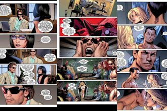 create nsfw or sfw comic, comic illustration, superhero comic and anime comic