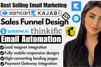 samcart landing page, mailchimp squeeze page, email automation, wix landing page