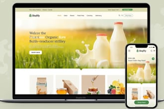 create sleek organic dairy website, farm product store, or milk brand website