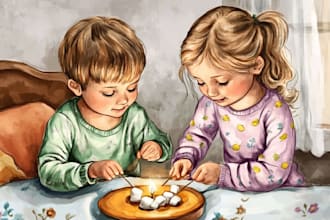 illustrations for children storybooks and design the book cover for