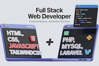 develop websites with HTML, CSS, tailwind, js, PHP, laravel