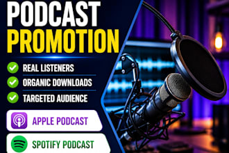 promote your spotify and apple podcast to grow real listeners and downloads