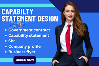 design a government capability statement for federal contracts, naics, cage,sba