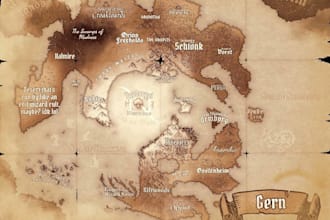 custom world building map, fantasy map, dnd game map, city permit, book cover