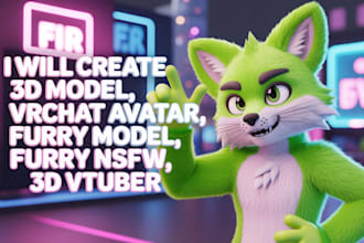 create 3d model, vrchat avatar, furry avatar, furry model, furry nsfw, 3d vtuber
